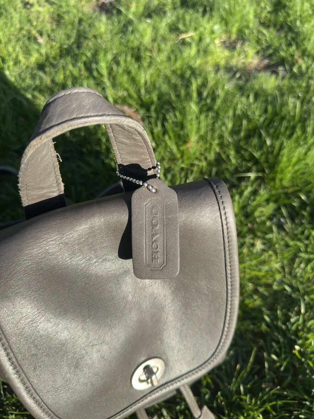 Vintage Coach Daypack 9960 Grey Leather Bag Nickel Hardware 90s Costa Rica - Picture 2 of 15
